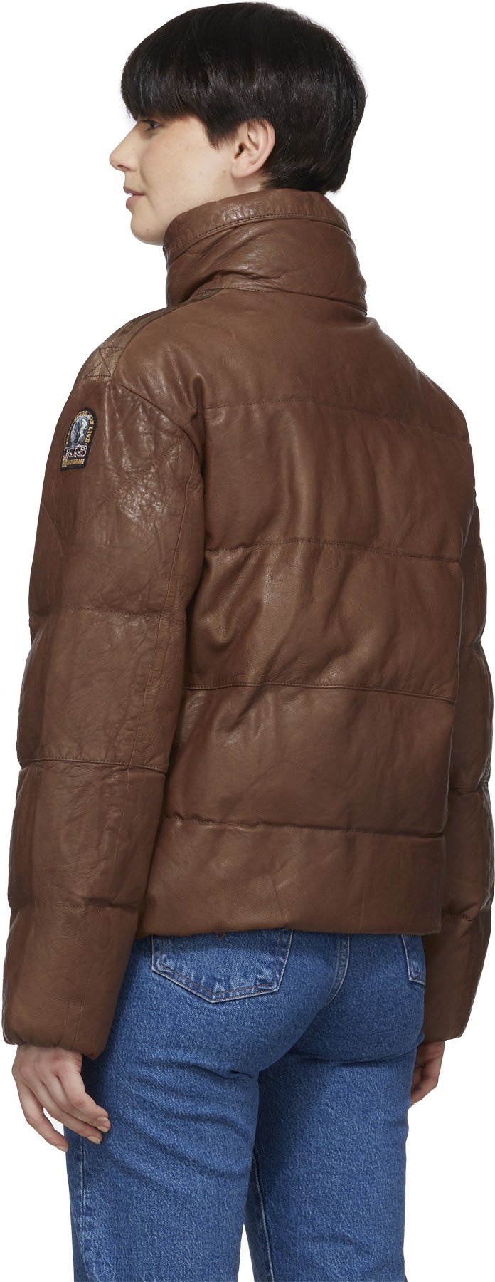 Parajumpers: Brun Manteau Pia en Cuir Brun - 3