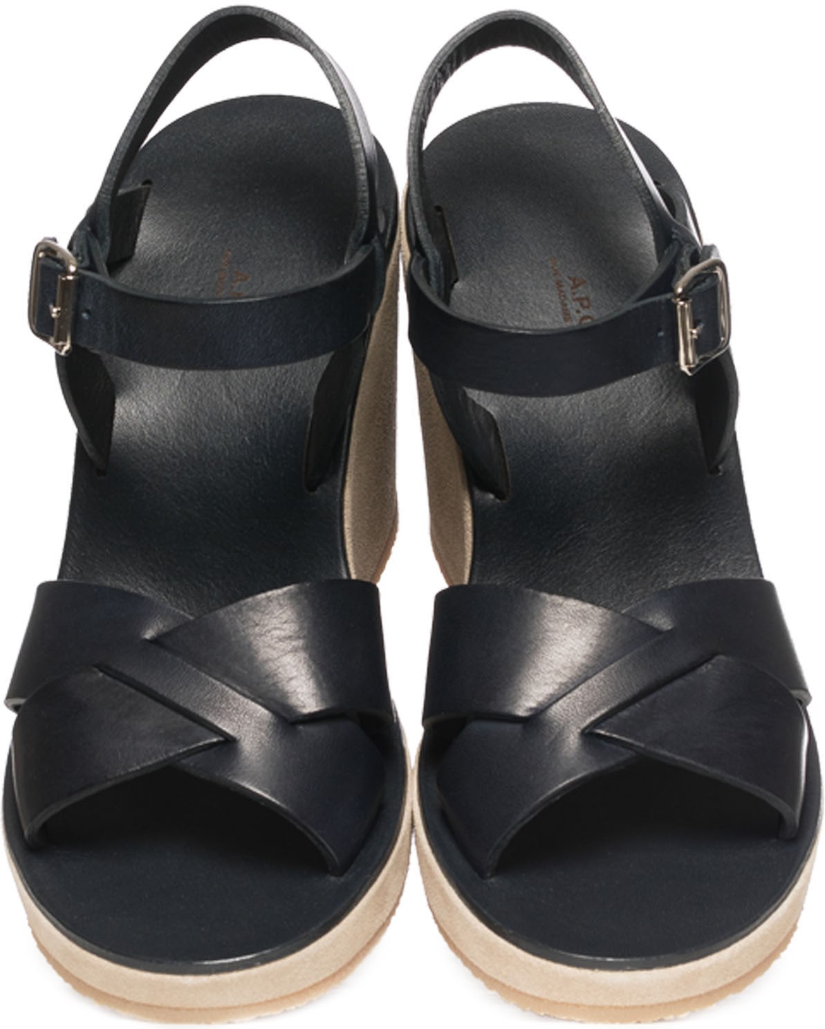 A.P.C.: Blue Juliette Wedge Sandal - 4