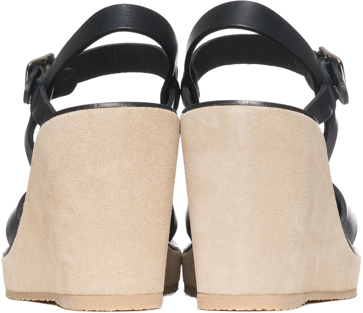 A.P.C.: Blue Juliette Wedge Sandal - 5