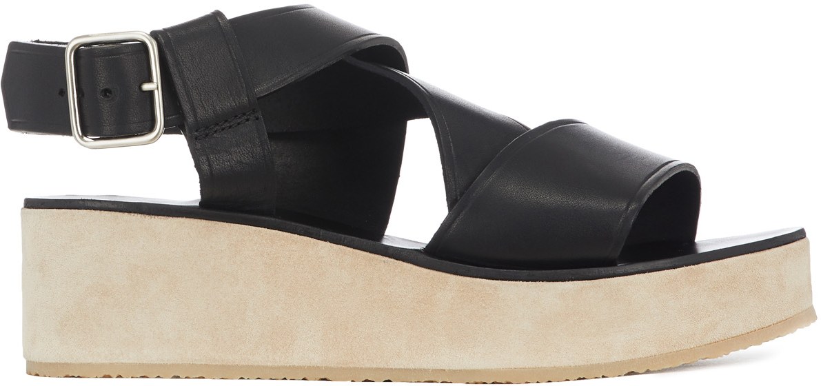 A.P.C.: Black Rita Wedge Sandal - 1