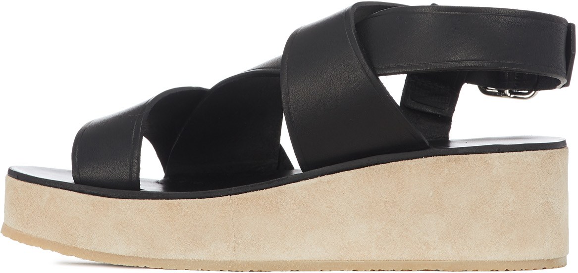 A.P.C.: Black Rita Wedge Sandal - 2