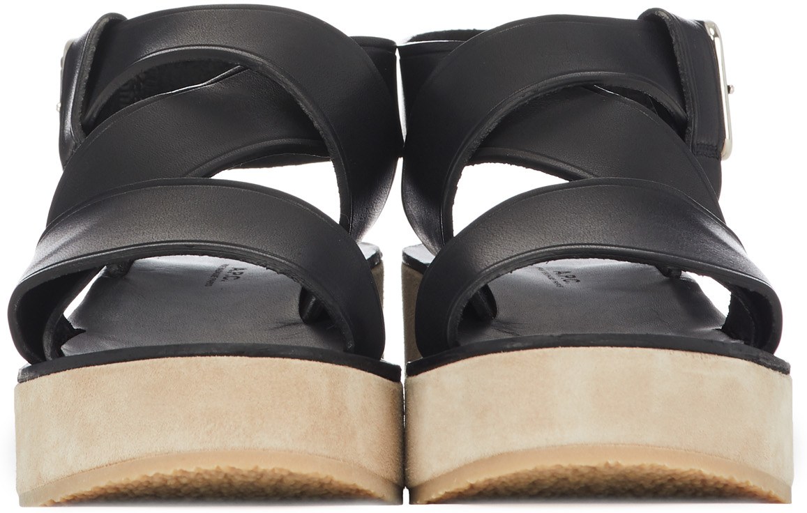 A.P.C.: Black Rita Wedge Sandal - 3