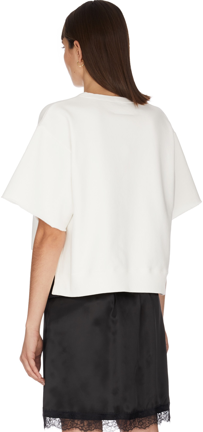 MM6 Maison Margiela: White Glitter Logo Short Sleeve Sweater - 3