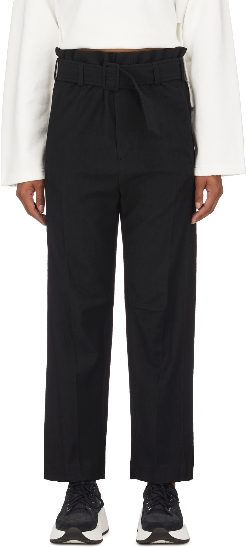 MM6 Maison Margiela: Noir Pantalon Sur Mesure avec Ceinture Noir - 1