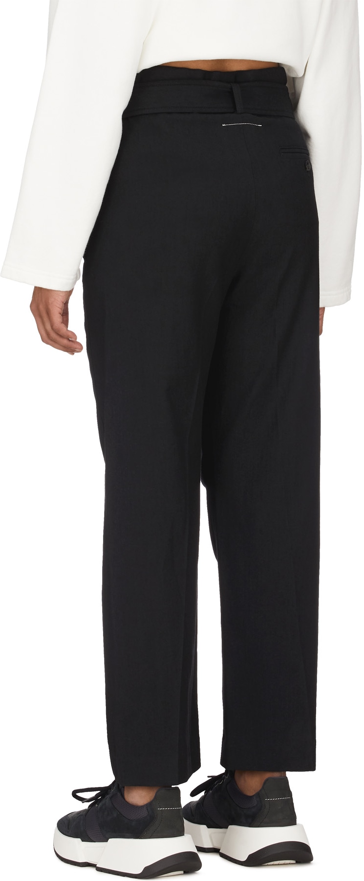 MM6 Maison Margiela: Noir Pantalon Sur Mesure avec Ceinture Noir - 3