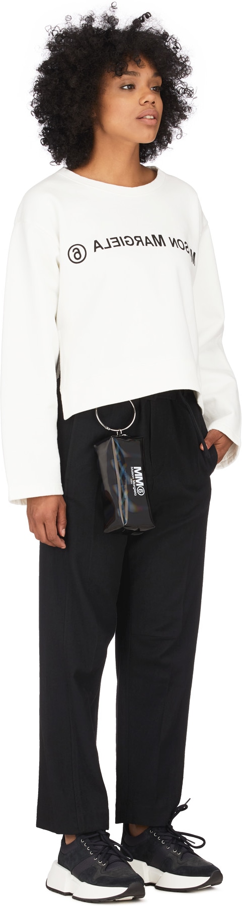 MM6 Maison Margiela: Noir Pantalon Sur Mesure avec Ceinture Noir - 4