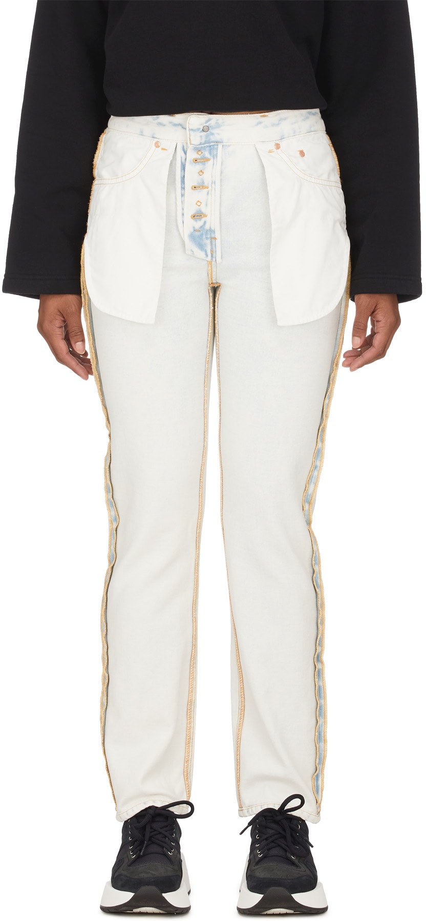 MM6 Maison Margiela: Bleu Jean en Denim à l'envers Bleu - 1