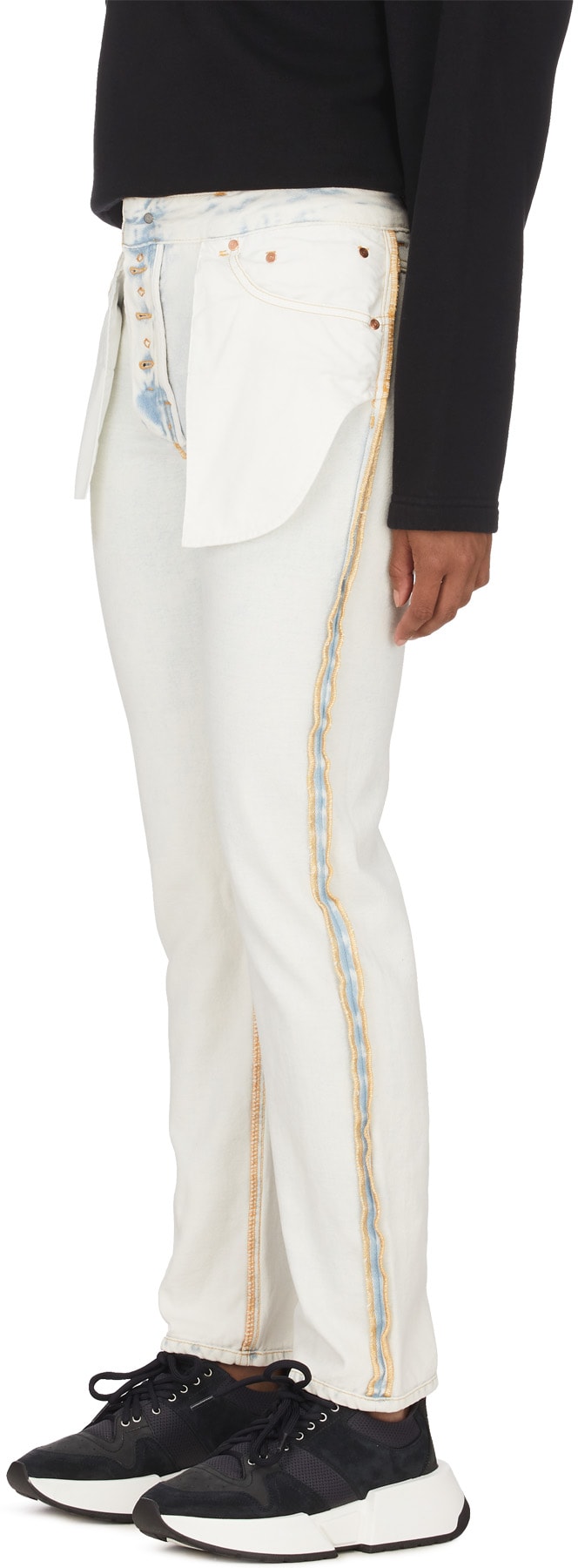 MM6 Maison Margiela: Bleu Jean en Denim à l'envers Bleu - 2