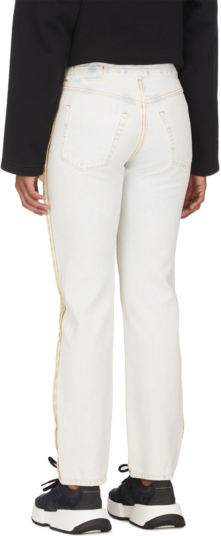 MM6 Maison Margiela: Bleu Jean en Denim à l'envers Bleu - 3