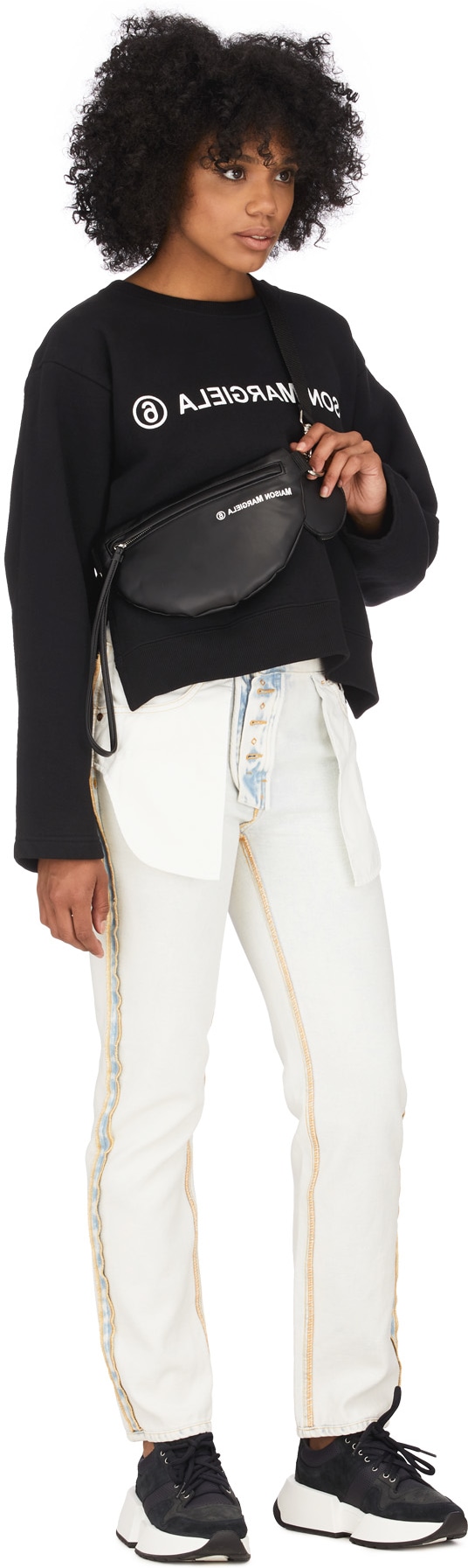 MM6 Maison Margiela: Blue Reversed Denim Jeans - 4