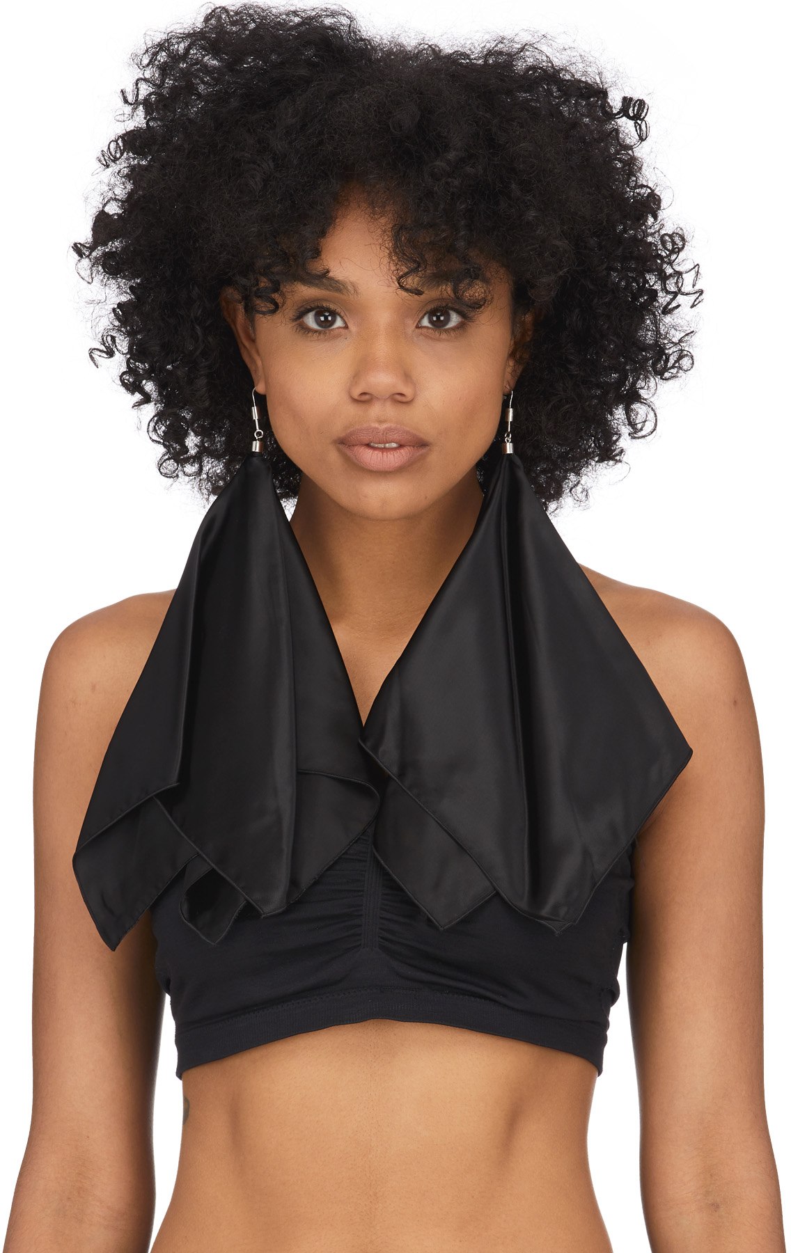 MM6 Maison Margiela: Black Fabric Earrings - 1
