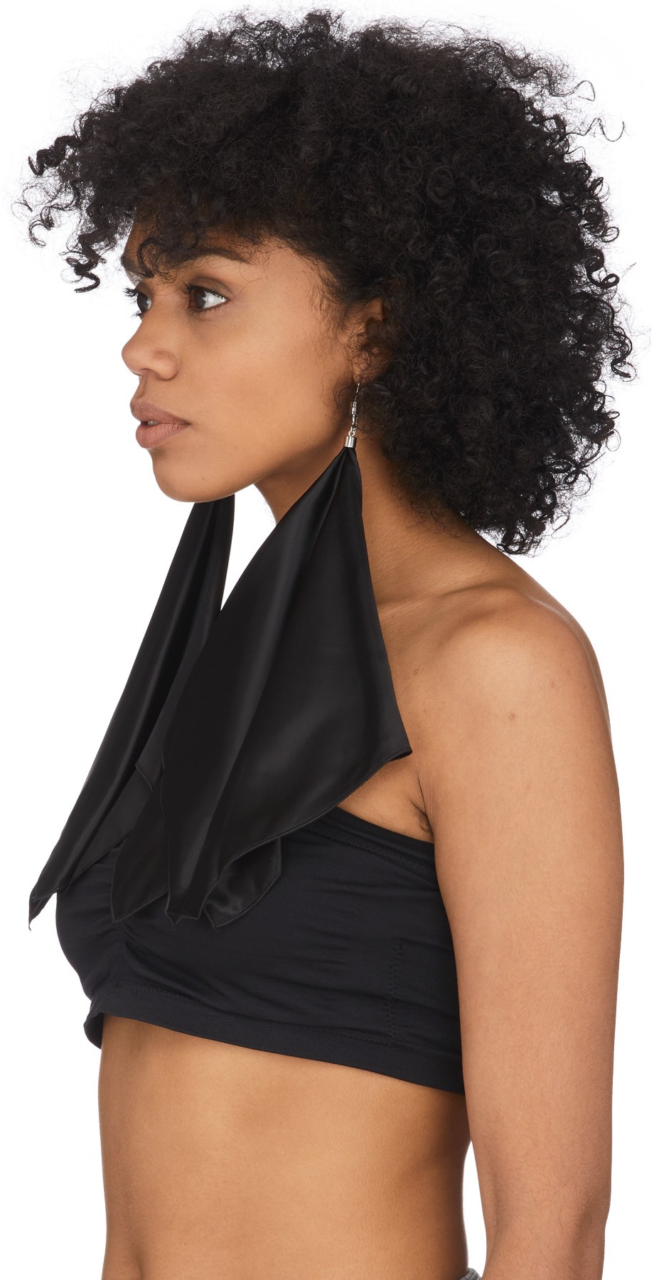 MM6 Maison Margiela: Black Fabric Earrings - 2