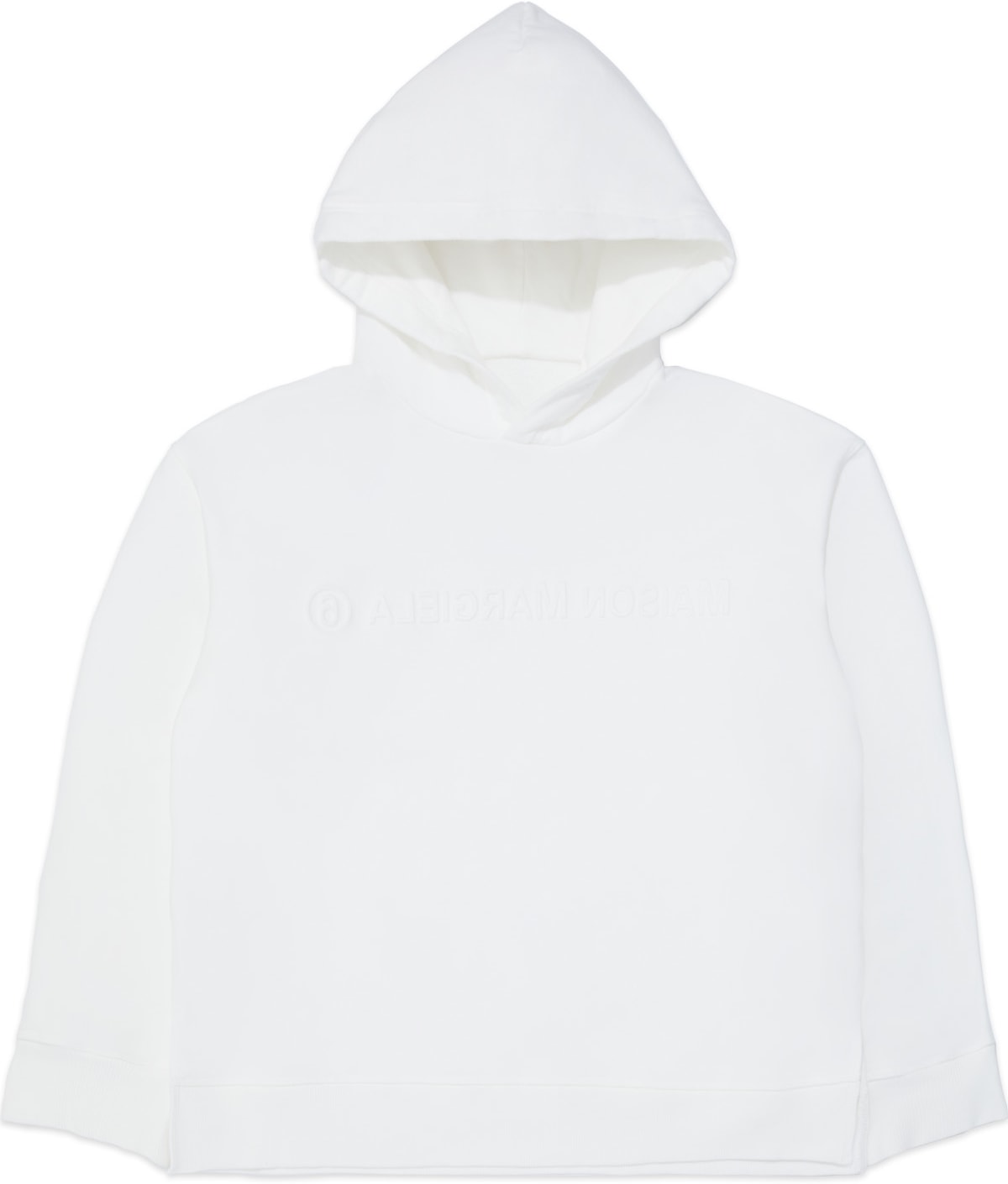 MM6 Maison Margiela: Blanc Veste à Capuche à logo brodé Blanc - 1