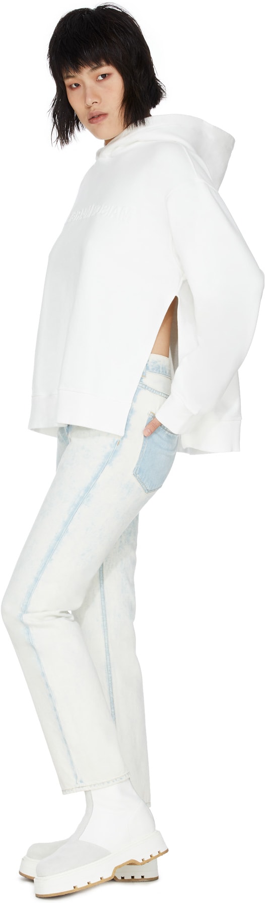 MM6 Maison Margiela: White Logo Hoodie - 4