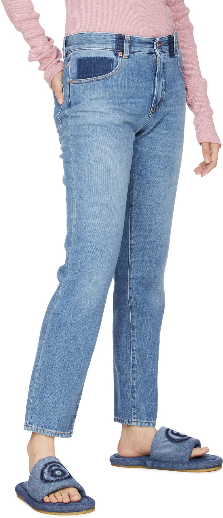 MM6 Maison Margiela: Blue Shadow 5 Pocket Straight Leg Jean - 4