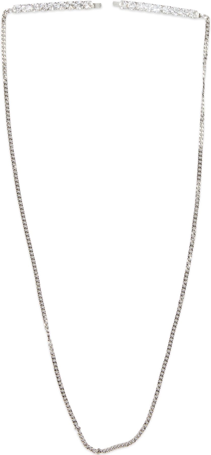 MM6 Maison Margiela: Silver Crystal Barrette Necklace - 1