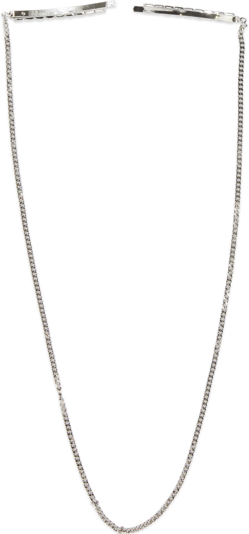 MM6 Maison Margiela: Silver Crystal Barrette Necklace - 2