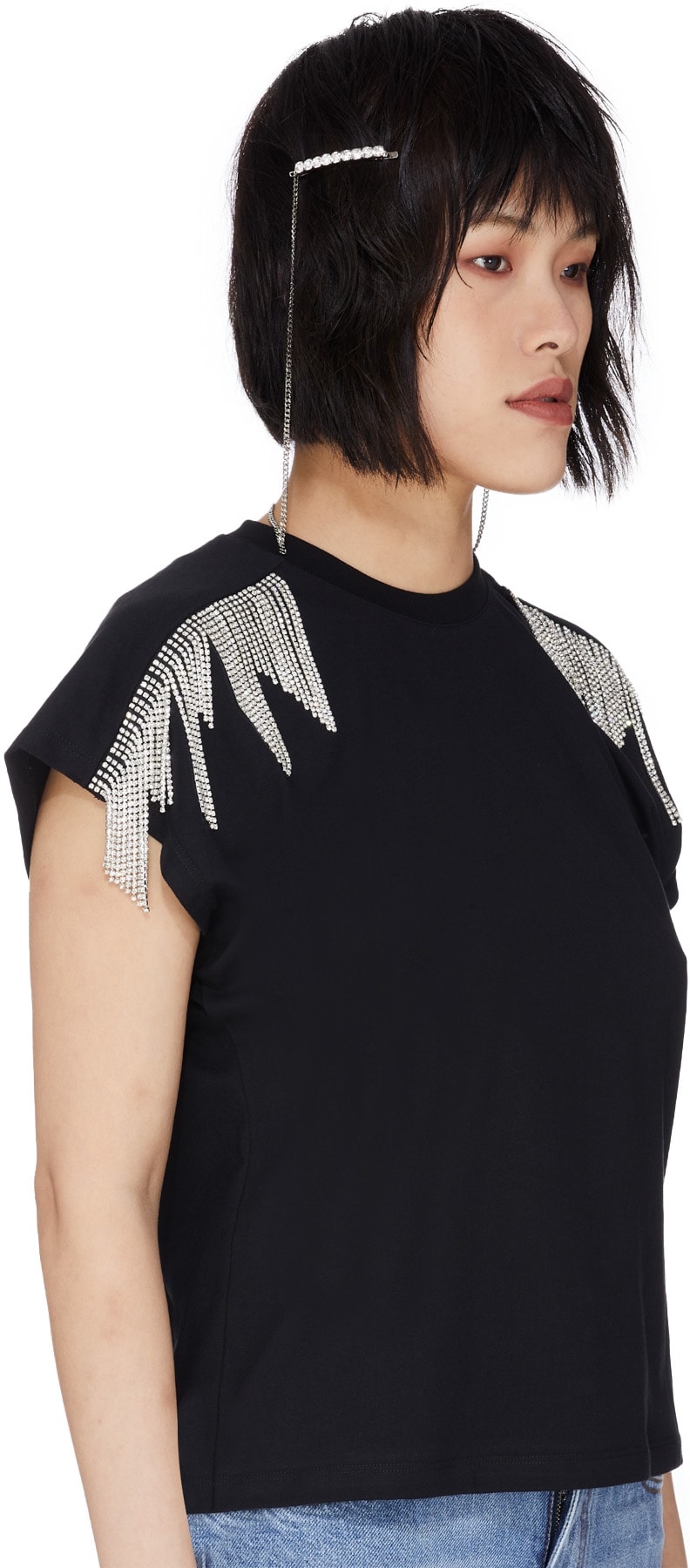 MM6 Maison Margiela: Argent Barrettes à chaîne Argent - 3