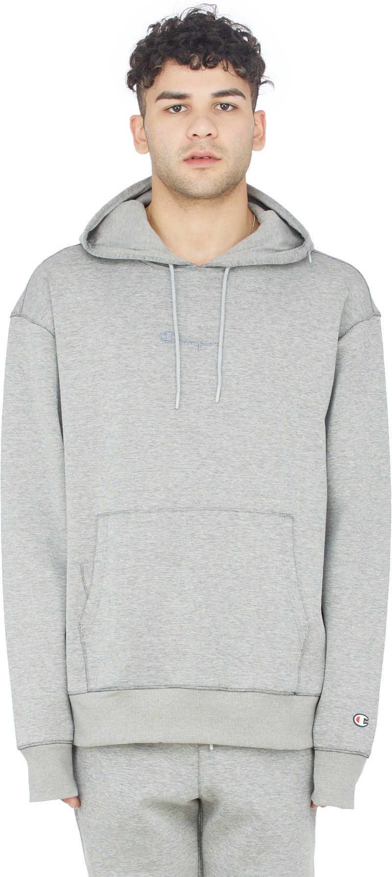 Champion: Grey Tech Weave Hoodie - 1