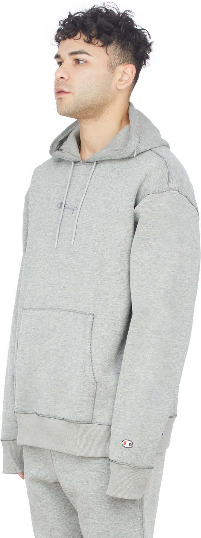 Champion: Grey Tech Weave Hoodie - 2