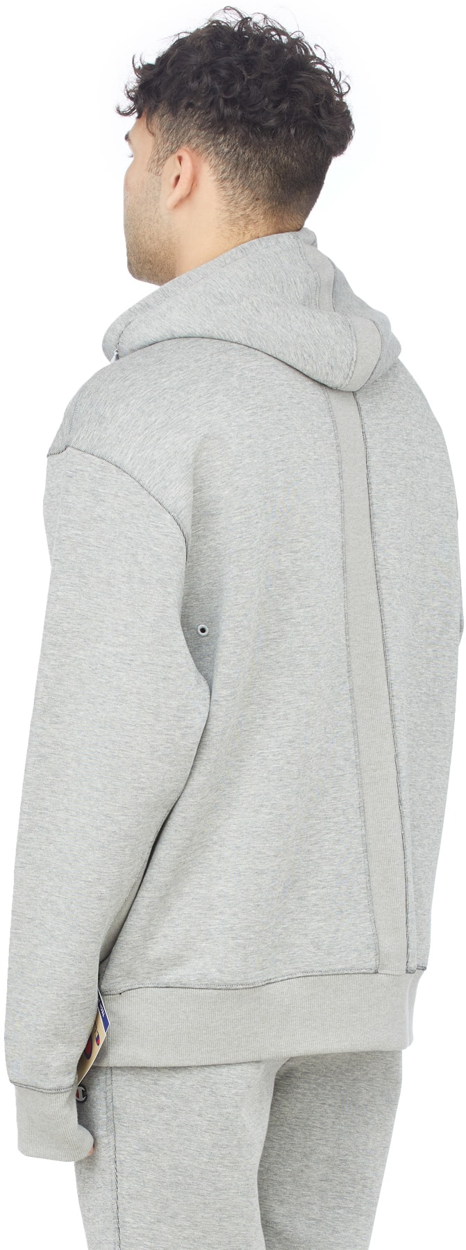 Champion: Grey Tech Weave Hoodie - 3