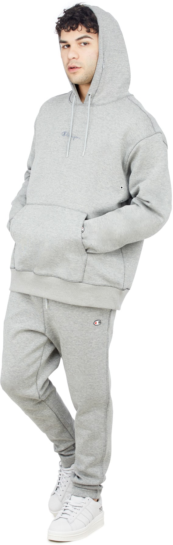 Champion: Grey Tech Weave Hoodie - 4