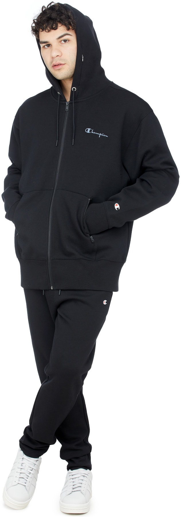 Champion: Black Tech Weave Full Zip Hoodie - 4