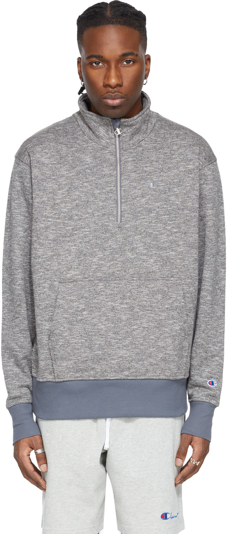 Champion: Gris Pull à 1/4 Zip Marled Fleece Gris - 1