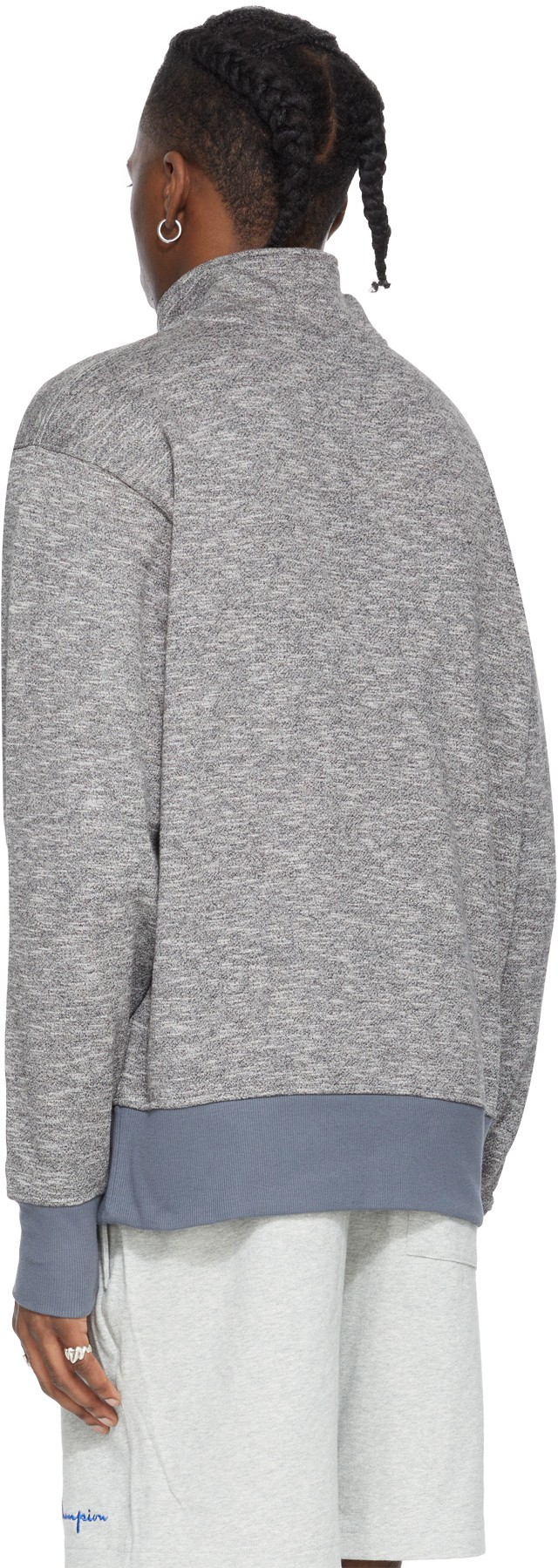 Champion: Grey Marled Fleece 1/4 Zip Sweater - 3