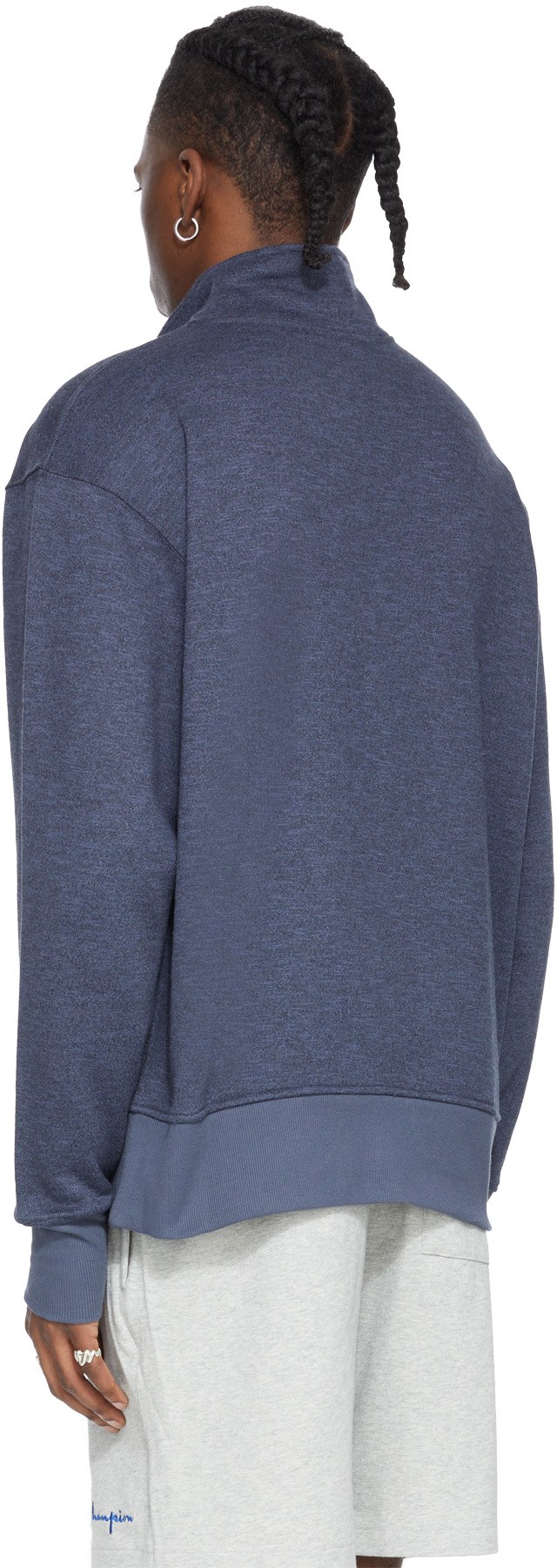 Champion: Grey Marled Fleece 1/4 Zip Sweater - 3