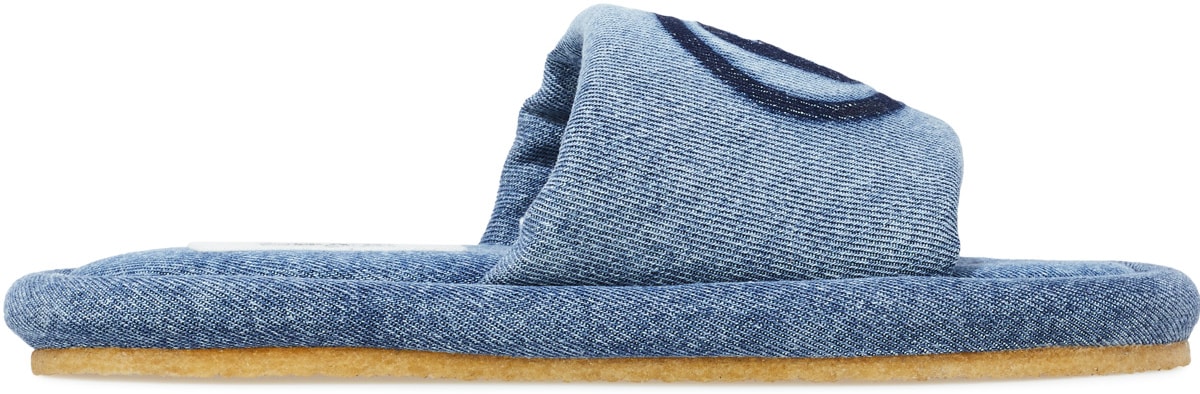 MM6 Maison Margiela: Blue Shadow Logo Denim Sandals - 1