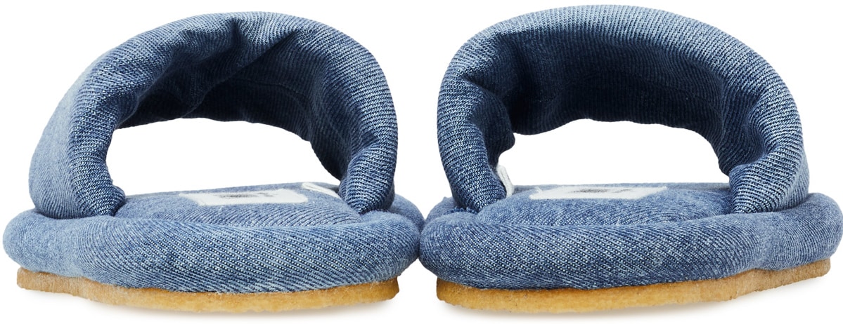 MM6 Maison Margiela: Blue Shadow Logo Denim Sandals - 5