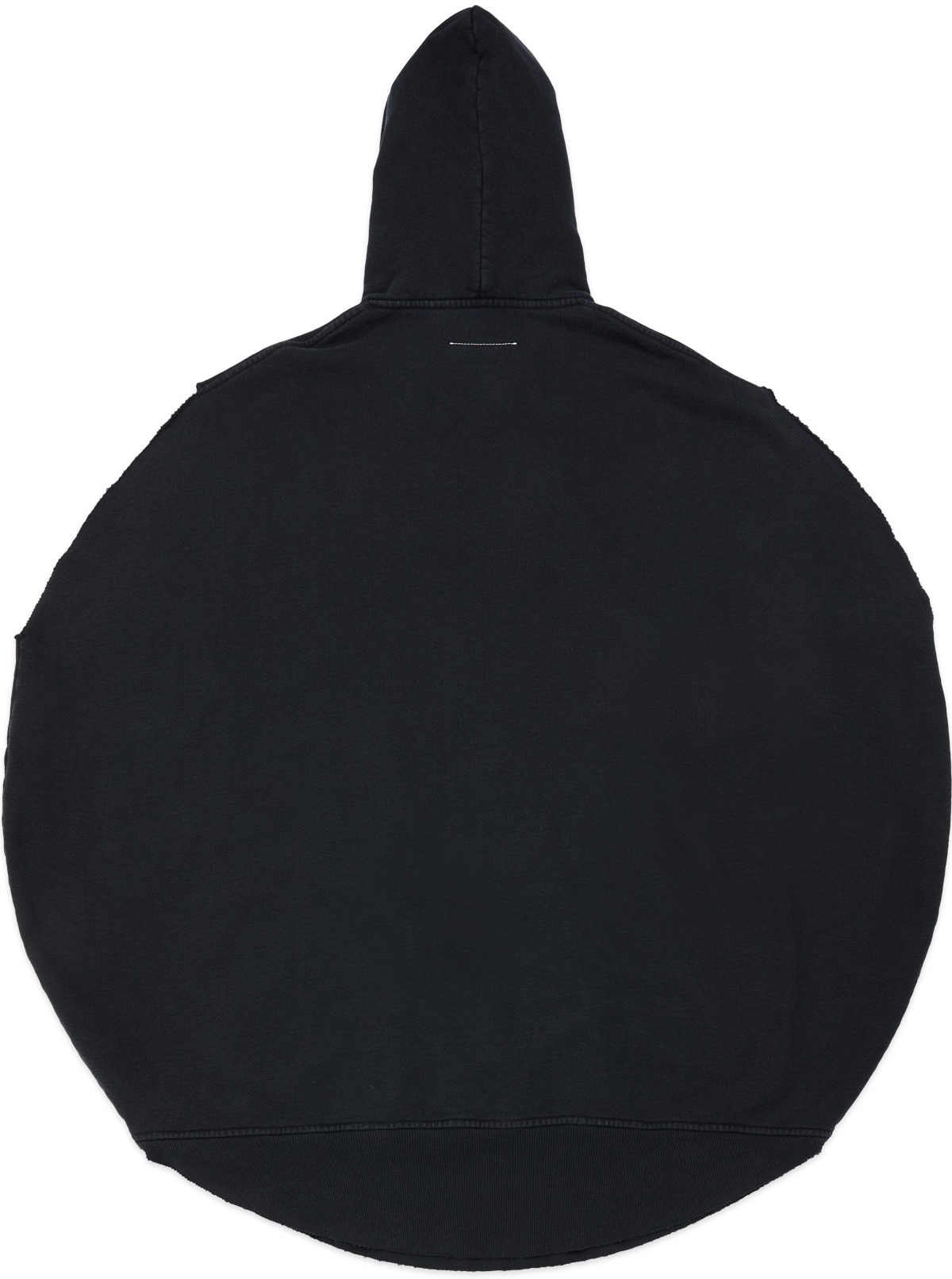 MM6 Maison Margiela: Black Oversized Cut Off Logo Circle Hoodie - 2