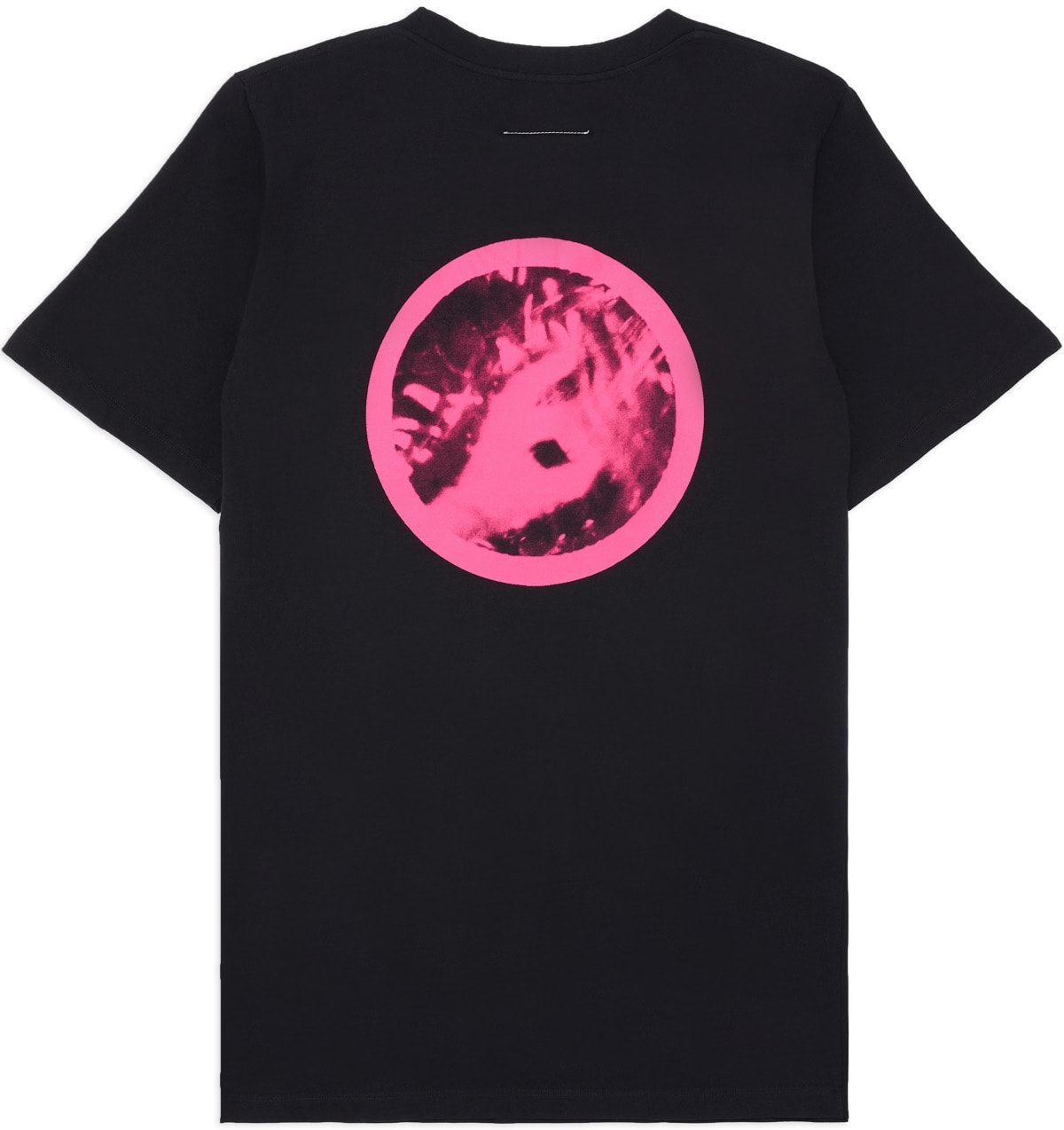 MM6 Maison Margiela: Black Oversized Neon Logo T-Shirt - 2