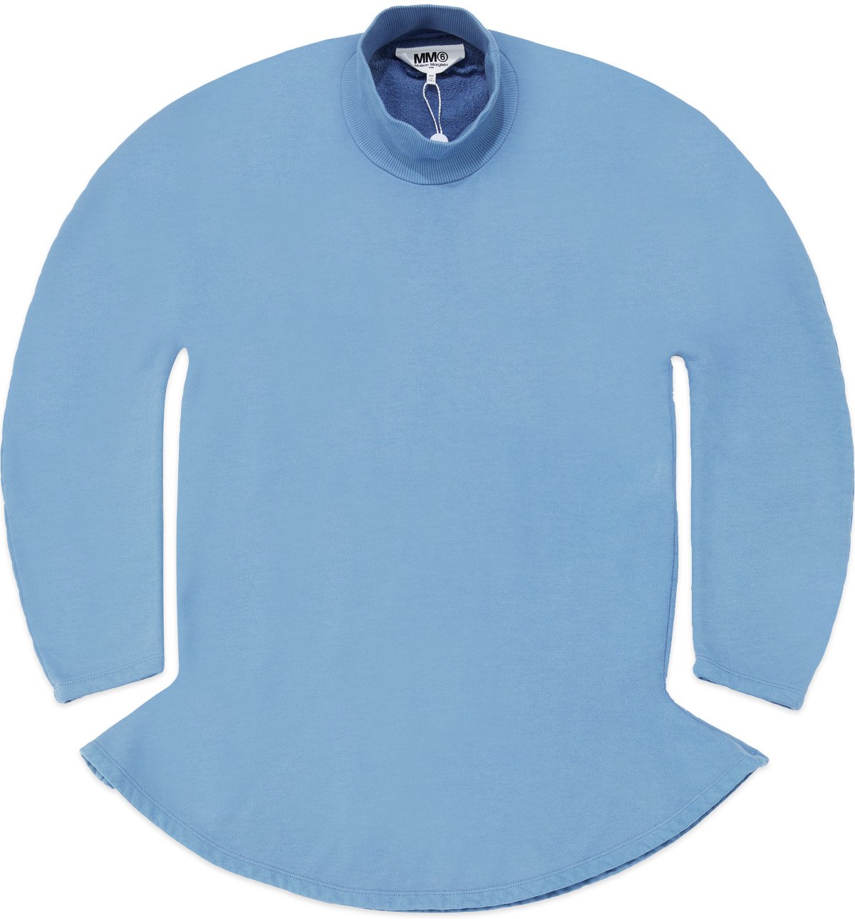 MM6 Maison Margiela: Blue Mock Neck Circle Sweater - 1