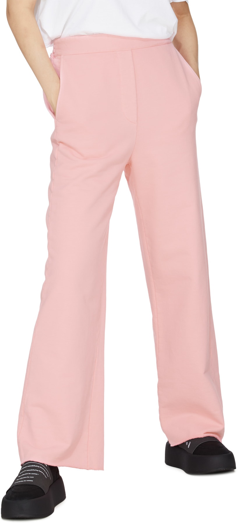 MM6 Maison Margiela: Rose Pantalon de survêtement en jersey bouclette Rose - 4