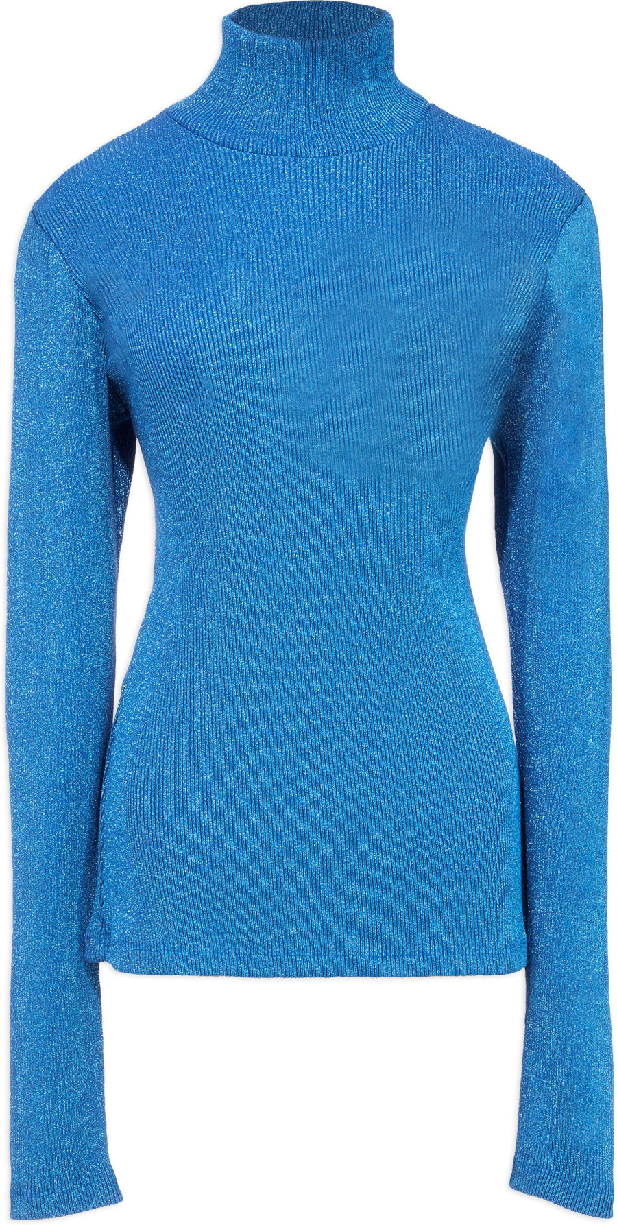 MM6 Maison Margiela: Blue Ribbed Polo Neck Top - 1