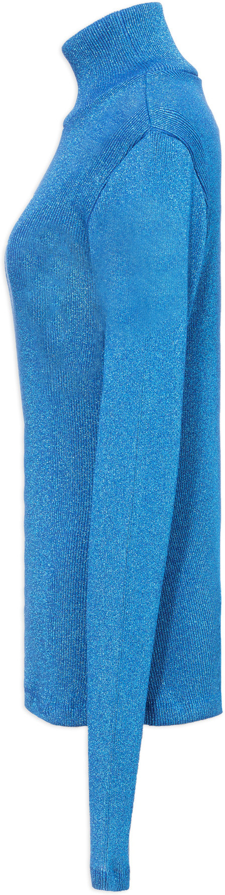 MM6 Maison Margiela: Blue Ribbed Polo Neck Top - 2