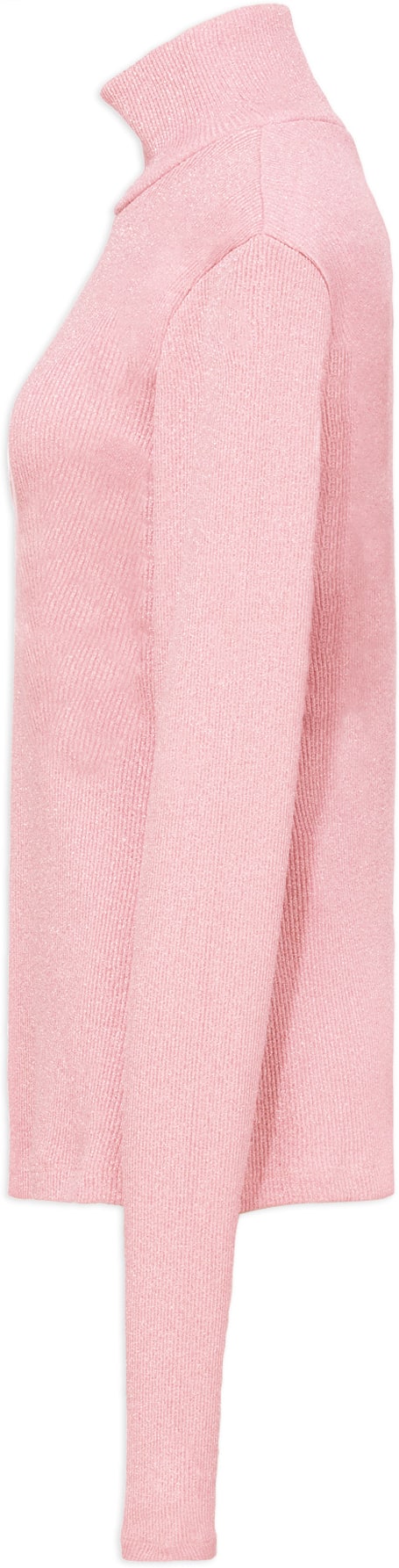 MM6 Maison Margiela: Rose Col roulé côtelé Métallisé Rose - 2