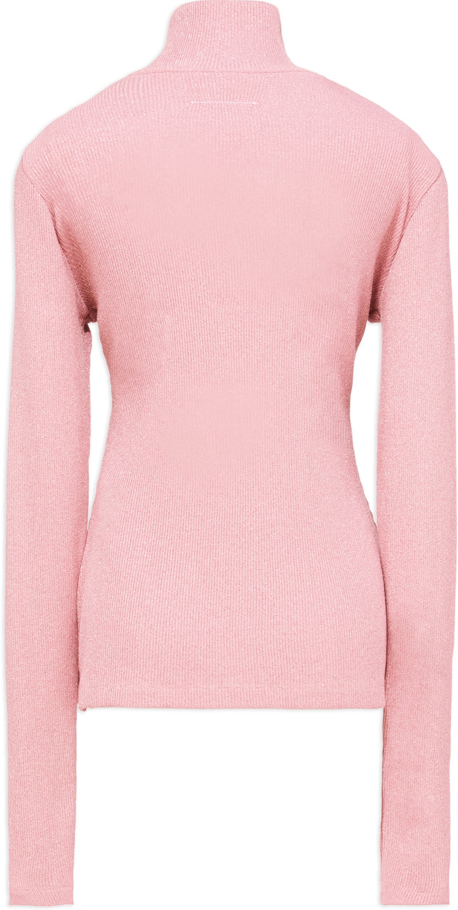 MM6 Maison Margiela: Pink Ribbed Polo Neck Top - 3