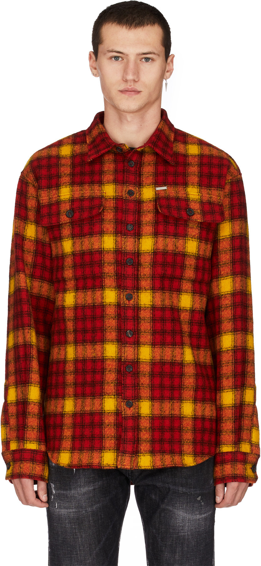 Dsquared2: Multicolor Check Wool Military Shirt - 1