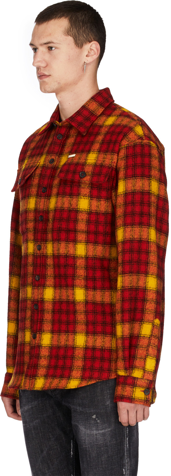 Dsquared2: Multicolor Check Wool Military Shirt - 2