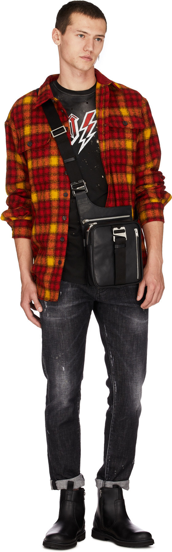 Dsquared2: Multicolor Check Wool Military Shirt - 4