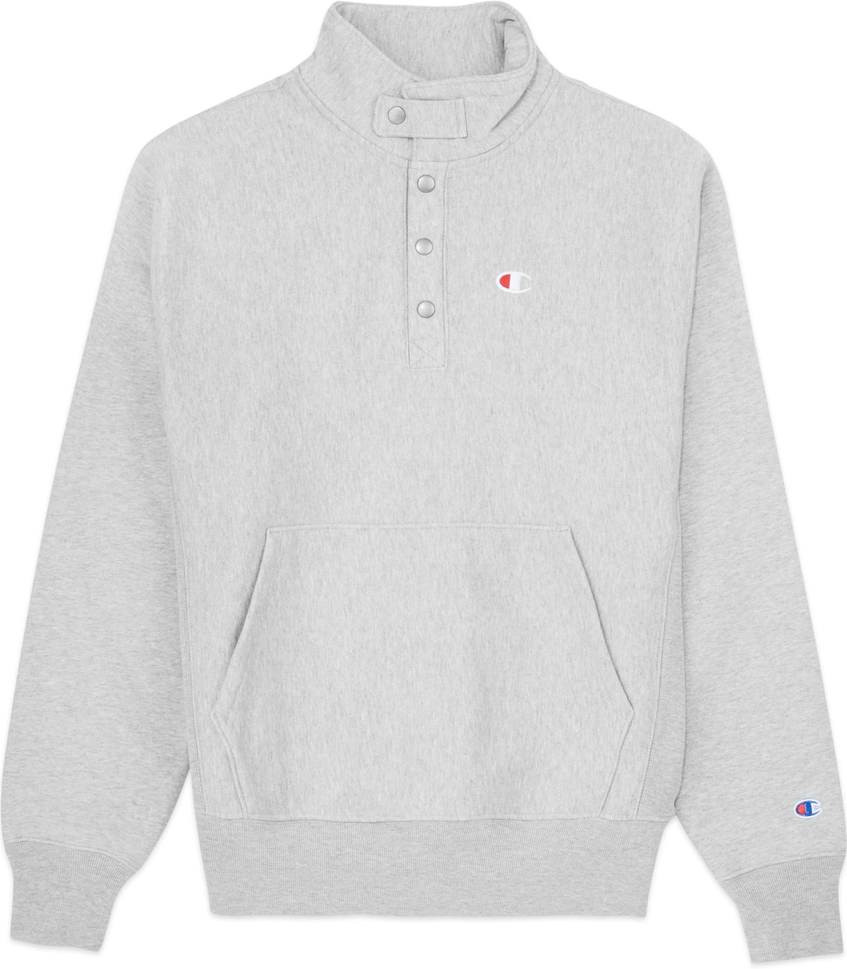 Champion: Grey Reverse Weave 1/4 Snap Sweater - 1