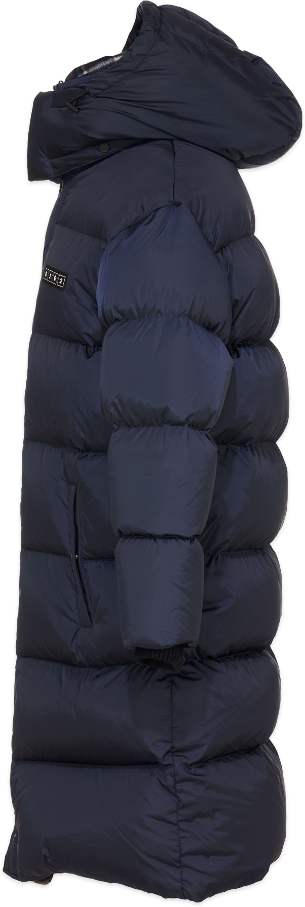 Dsquared2: Blue Check Wool Long Puffer Coat - 2