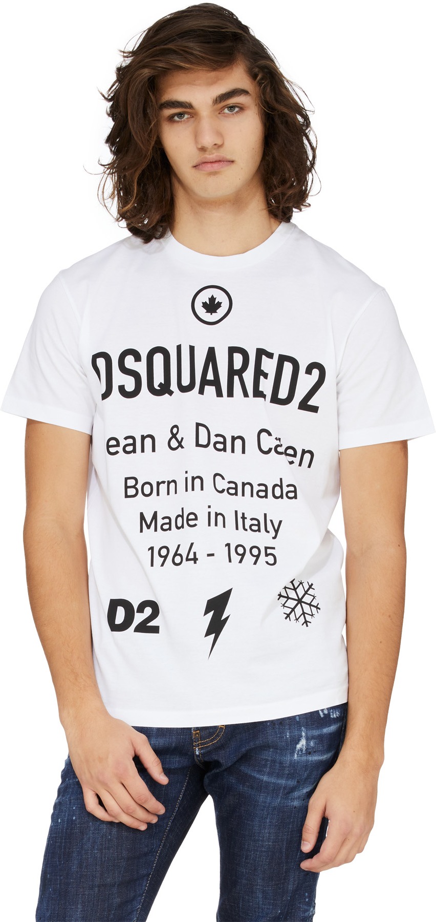 Dsquared2: White D2 Leaf T-Shirt - 3