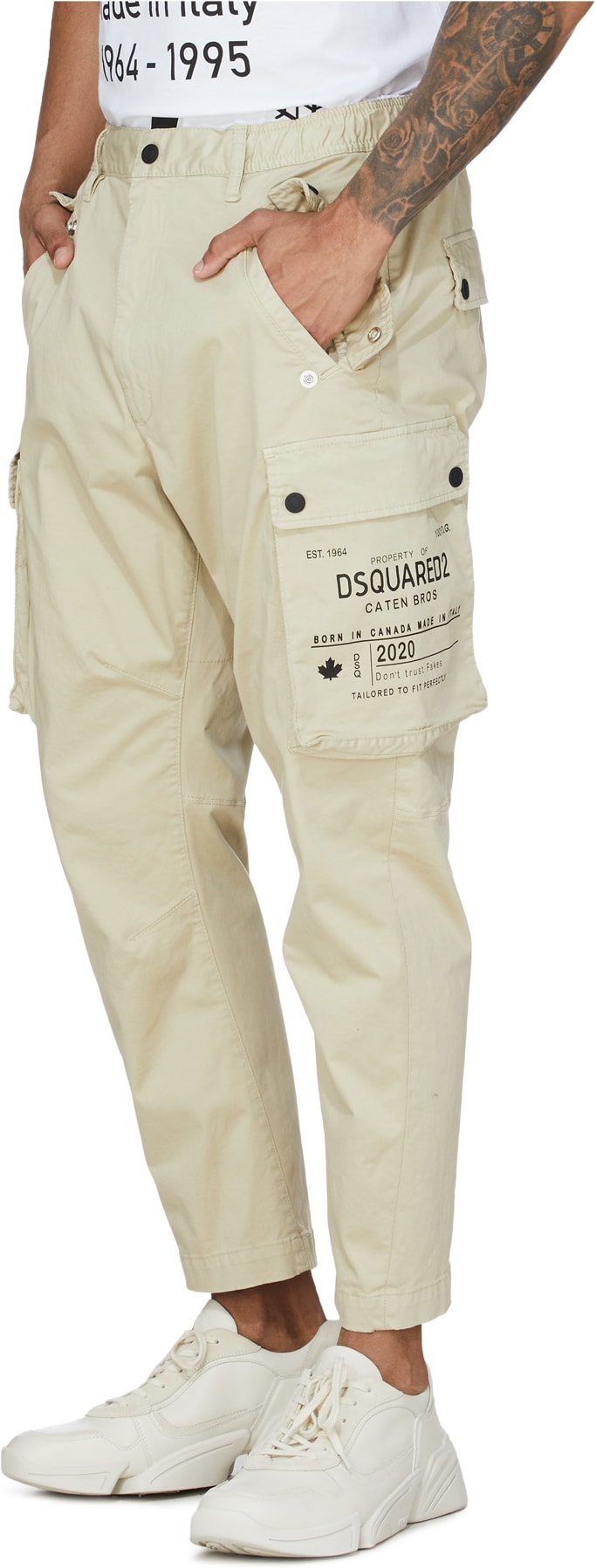 Dsquared2: Neutrals Sport Cargo Pants - 4