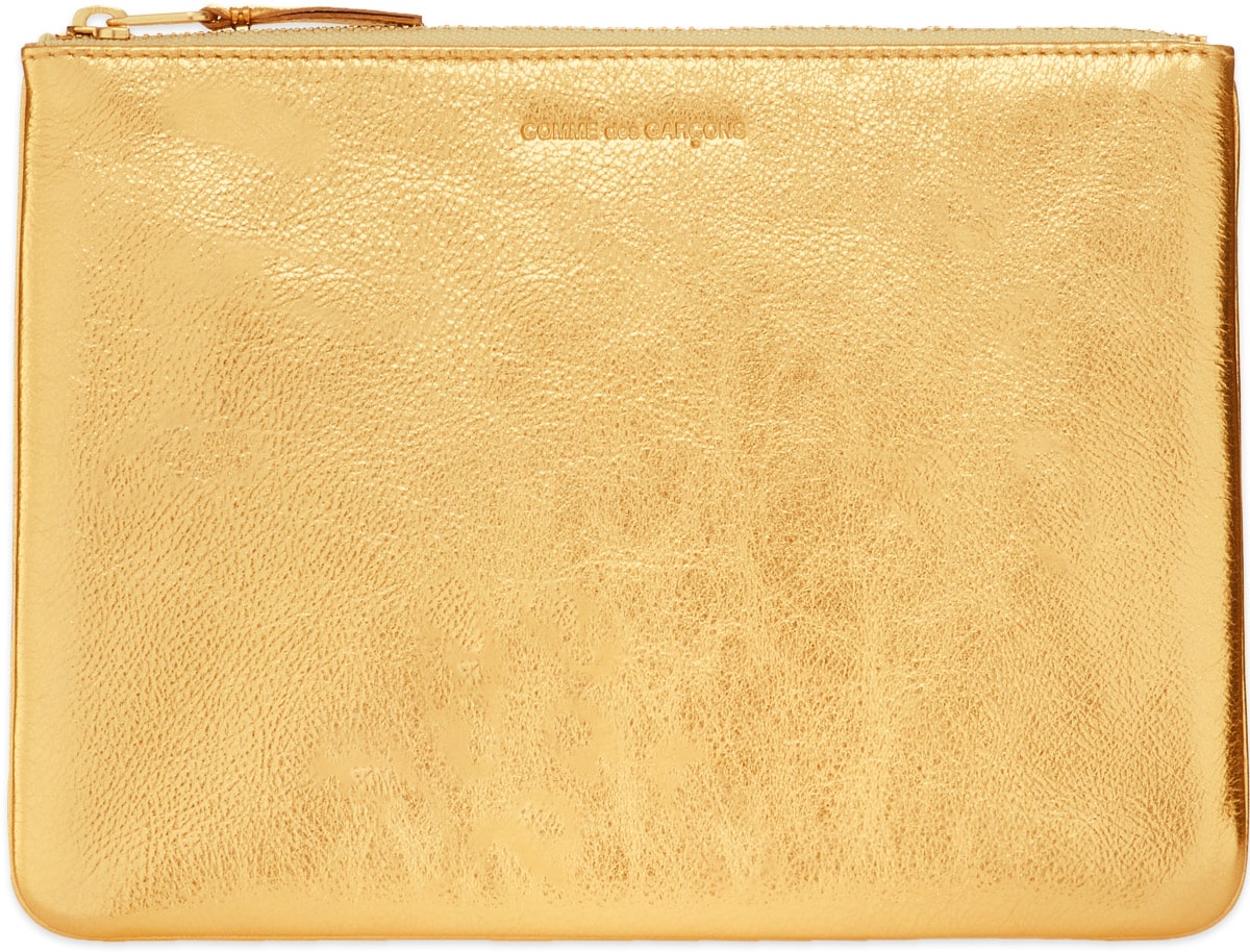 Comme des Garçons Play: Gold Gold Leather Wallet - 1