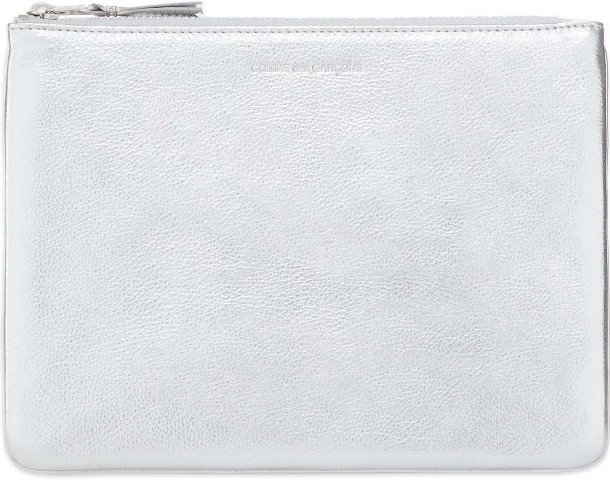 Comme des Garçons Play: Silver Silver Leather Wallet - 1