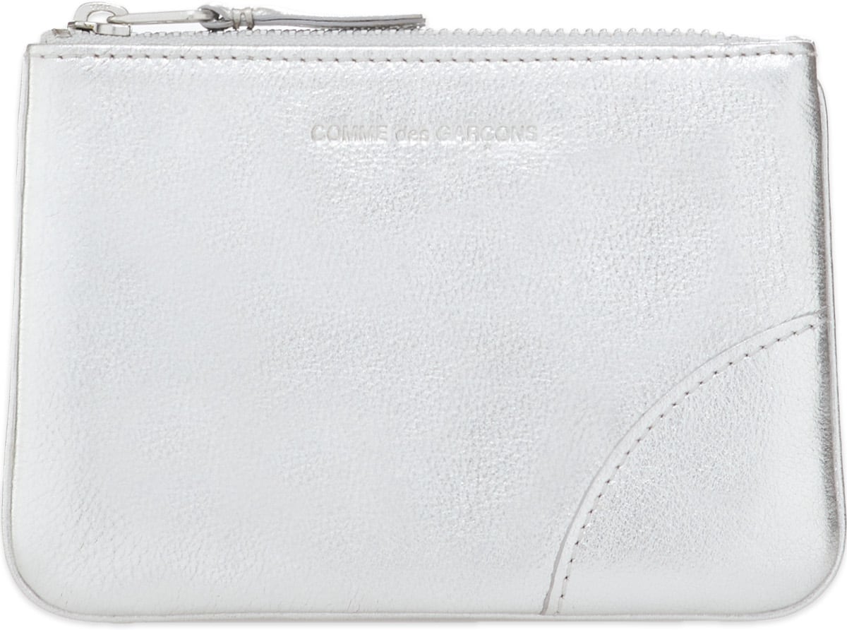Comme des Garçons Play: Silver Silver Mini Leather Wallet - 1